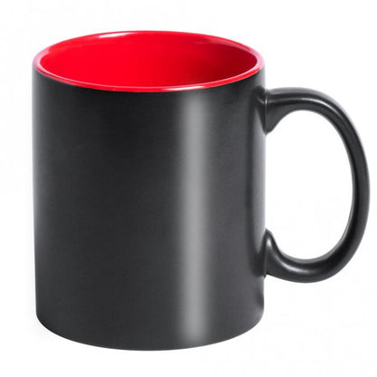 Keramik-Tasse / Lasertasse mit Gravur deines Logos / Designs (zweifarbig, schwarz)