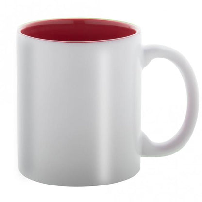 Keramik-Tasse / Lasertasse mit Gravur deines Logos / Designs (zweifarbig, weiß)