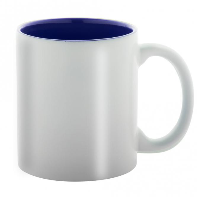 Keramik-Tasse / Lasertasse mit Gravur deines Logos / Designs (zweifarbig, weiß)