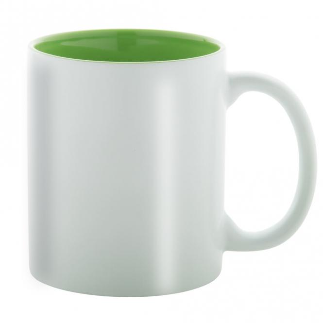 Keramik-Tasse / Lasertasse mit Gravur deines Logos / Designs (zweifarbig, weiß)