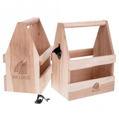 Männerhandtasche / Flaschenträger aus Holz mit Gravur deines Logos / Designs