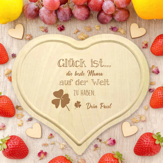 Personalisiertes "Glück ist" Frühstücksbrettchen mit Namen & Text graviert
