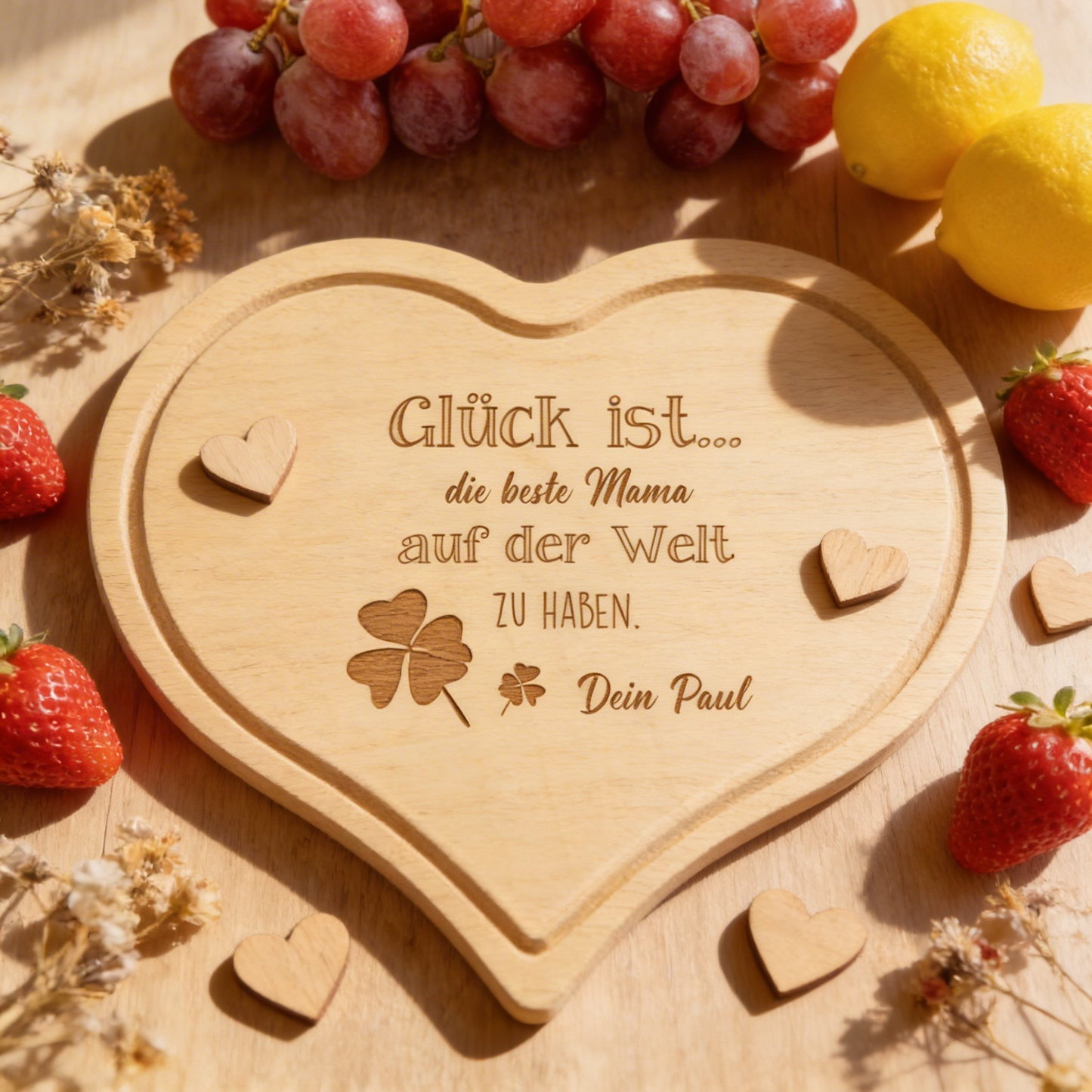 Personalisiertes "Glück ist" Frühstücksbrettchen mit Namen & Text graviert