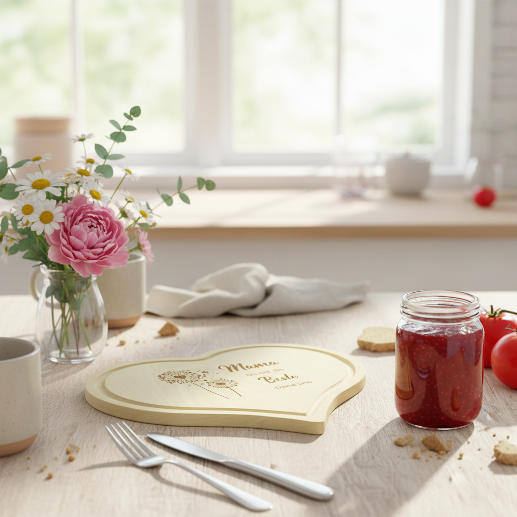 Graviertes Herzbrett zum Muttertag mit deinem Wunschtext