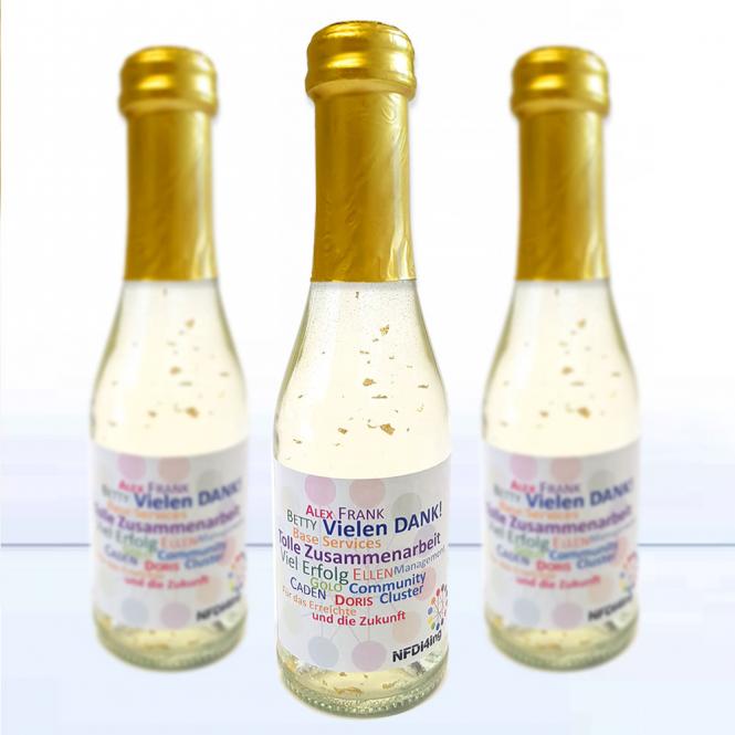 Piccolo Sekt mit Blattgold und Fotodruck deines Logos / Designs