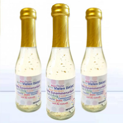 Piccolo Sekt mit Blattgold und Fotodruck deines Logos / Designs