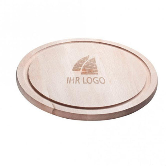 Rundes Schneidebrett / Frühstücksbrett Holz mit Gravur deines Logos / Designs