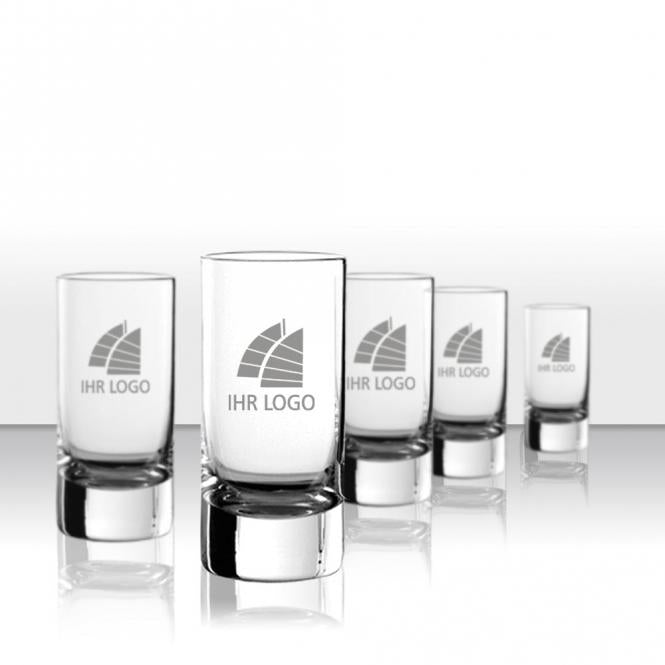 Schnapsglas Stamper NY mit Logo / Design graviert