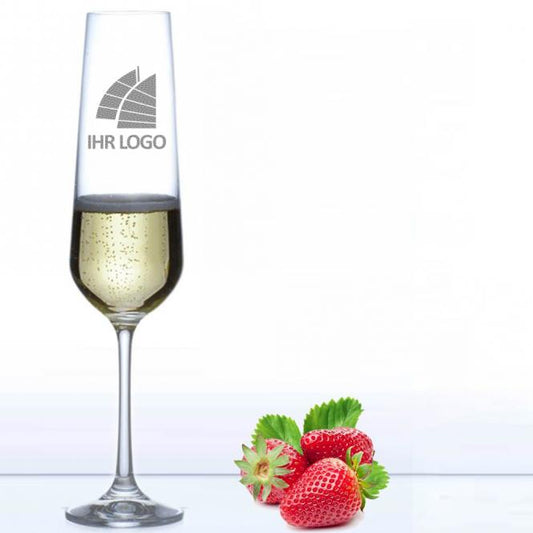 Stilvolles Sektglas / Champagnerkelch mit Gravur deines Logos / Designs 200 ml