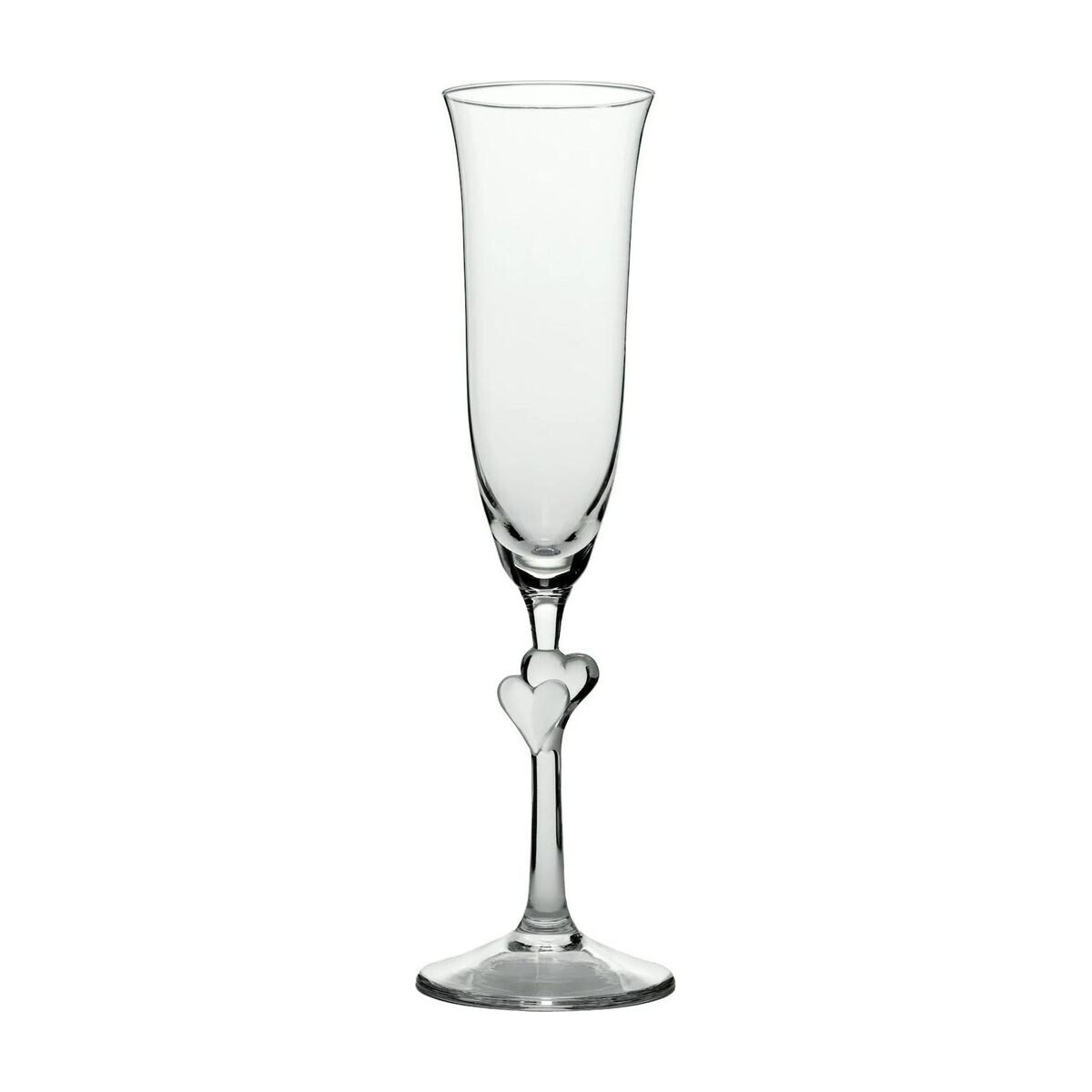 Sektglas Stölzle Lámour mit weißen Herzen und Gravur deines Logos / Designs 175 ml