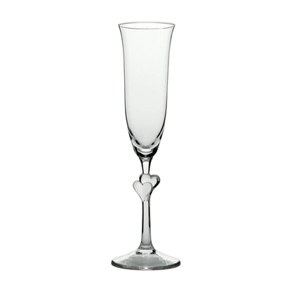 Sektglas Stölzle Lámour mit weißen Herzen und Gravur deines Logos / Designs 175 ml