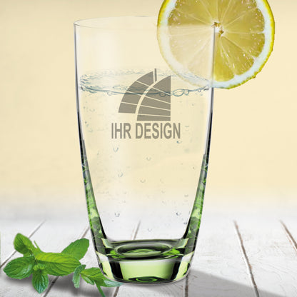 Trinkglas / Saftglas Colori mit Gravur deines Logos / Designs - grün