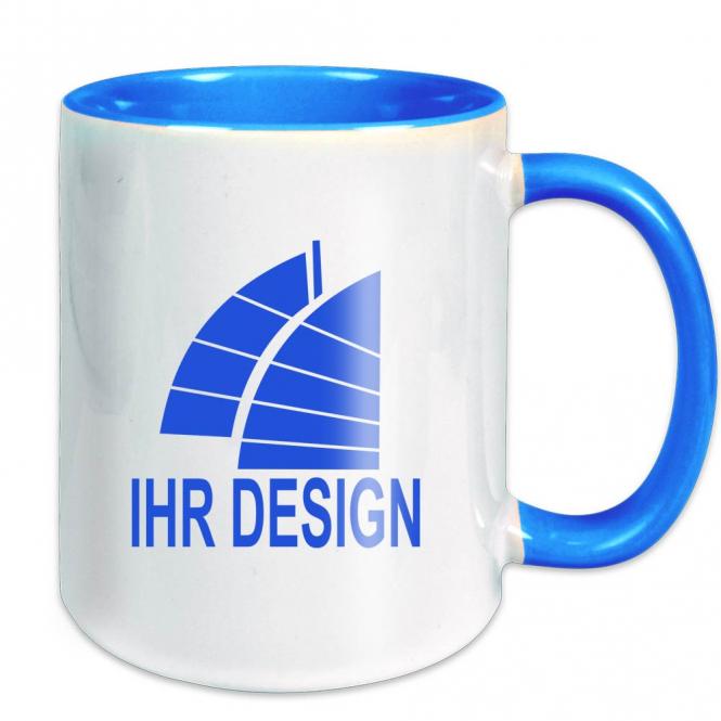 Tasse / Keramiktasse mit Fotodruck deines Logos / Designs (zweifarbig, weiß)