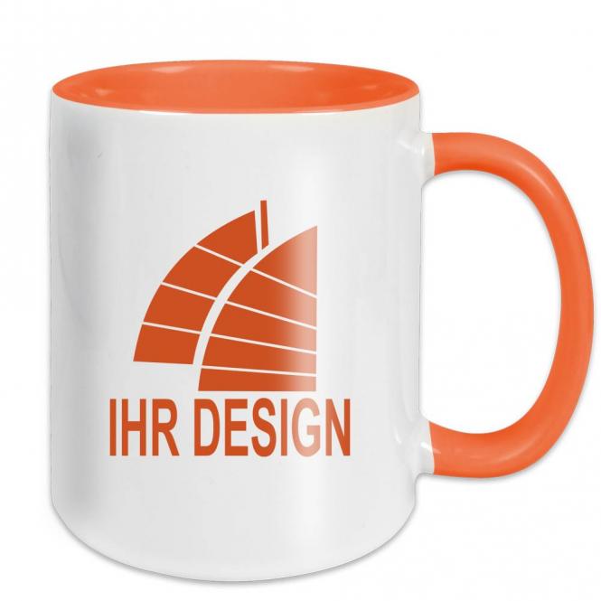 Tasse / Keramiktasse mit Fotodruck deines Logos / Designs (zweifarbig, weiß)