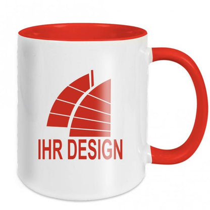 Tasse / Keramiktasse mit Fotodruck deines Logos / Designs (zweifarbig, weiß)