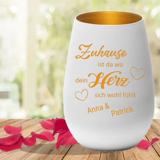 Home is where your heart feels good - lantern with engraving