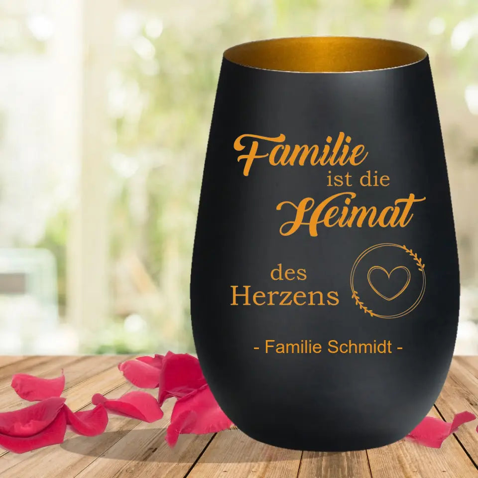 Windlicht Familie ist die Heimat des Herzens