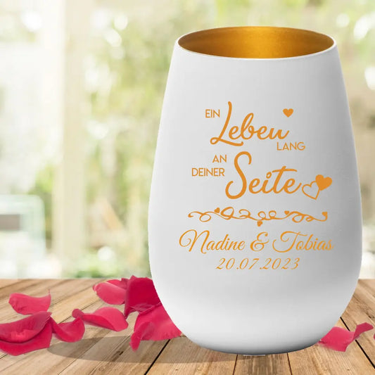 Stylish lantern “At your side for a lifetime” with personal engraving