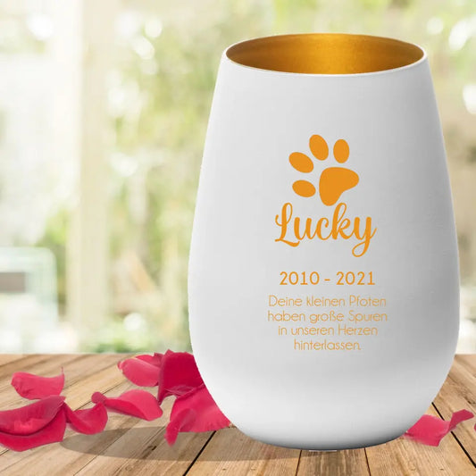 mourning light | Lantern engraved with a paw for your furry friend